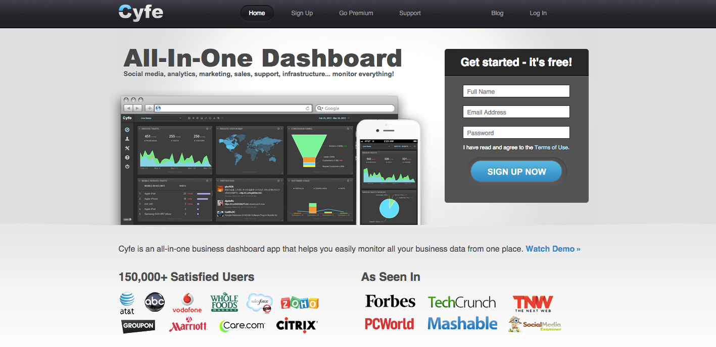 Business dashboard. Startup Tools. Watch demo